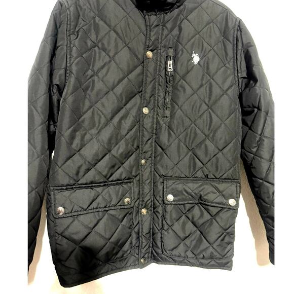 US Polo Assn Mens Quilted Puffer Jacket Coat Black Small Zip Up Lightweight Pony - Picture 5 of 10